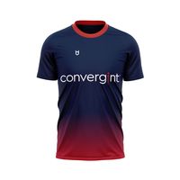 Custom long sleeve running jersey for cooler climates with blue and red design gradient– TD gear