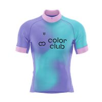 Maglia da ciclismo personalizzata rosa e blu di TD