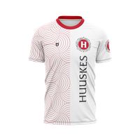 Custom running jerseys with white and red design at TD