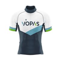 Maglia da ciclismo personalizzata bianca, blu e azzurra di TD