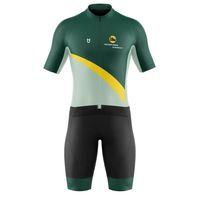 Design body triathlon personalizzato verde, giallo e verde chiaro con stampa del team - TD