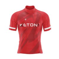 Maglia da ciclismo Keton rossa e bianca con logo cliente di TD